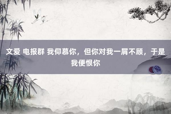 文爱 电报群 我仰慕你，但你对我一屑不顾，于是我便恨你