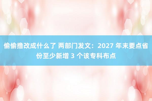 偷偷撸改成什么了 两部门发文：2027 年末要点省份至少新增 3 个该专科布点