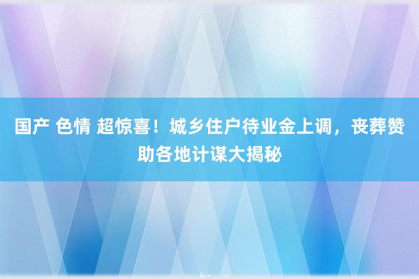国产 色情 超惊喜！城乡住户待业金上调，丧葬赞助各地计谋大揭秘