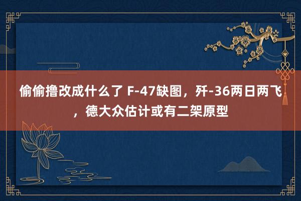 偷偷撸改成什么了 F-47缺图，歼-36两日两飞，德大众估计或有二架原型