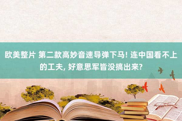 欧美整片 第二款高妙音速导弹下马! 连中国看不上的工夫， 好意思军皆没搞出来?