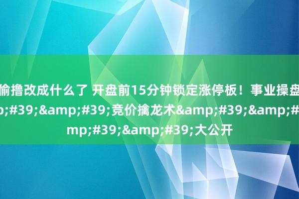 偷偷撸改成什么了 开盘前15分钟锁定涨停板!事业操盘手绝密''竞价擒龙术''大公开