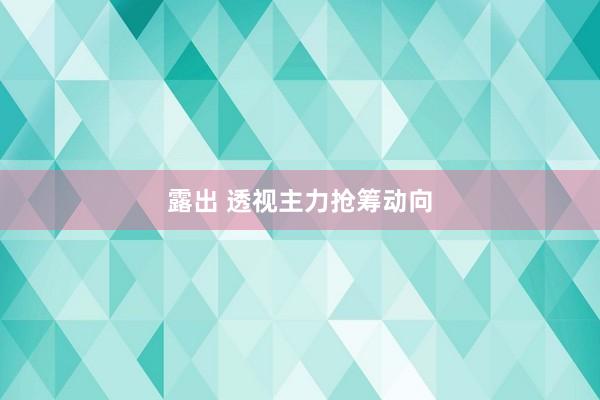 露出 透视主力抢筹动向